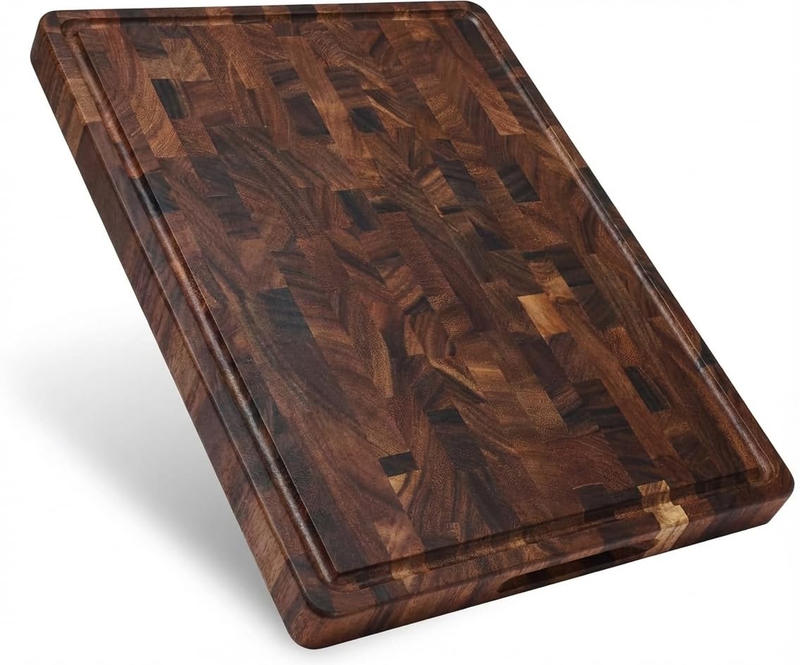 Babilonia Walnut Cutting Board, Professional and Heavy Duty Non Toxic Wood Chopping Board, Wooden Charcuterie Boards & Butcher Block with Handles (Oil Bottle Included)
