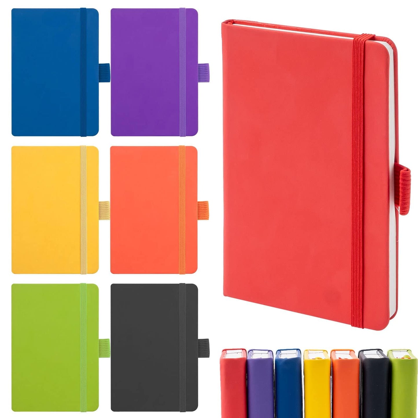 7 Pack Lined Journal Notebooks 5.5 x 8.2 Inch A5 Hardcover Notebook College Ruled Notepad with Pen Holder PU Leather Ruled Lined Notebook Journals for School Business Work Writing(Mixed Color)