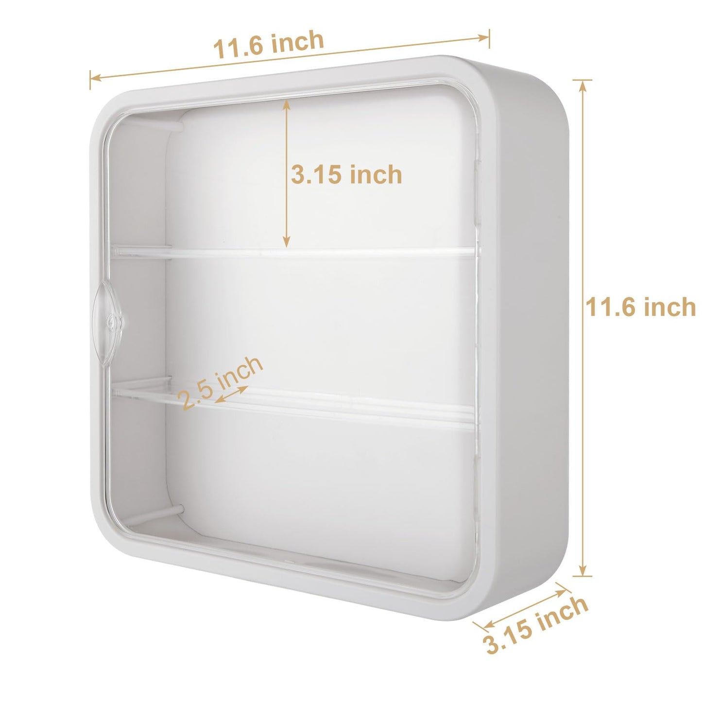 Clear Display Case for Figures, Collectibles Display Box with Shelves, 12 Inch Wall Mounted or Desktop Plastic Organizer, Miniature Acrylic Display Storage Case for Rock Stone Mini Figure, White