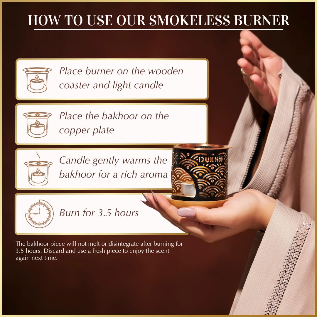 Oud Bakhoor Variety Box & Burner by Dukhni | Arabian Oudh Incense Set with Candle Incense Burner| 20 pcs Arabic bukhoor Incense Bricks, 10 Mixed scents | Islamic, Eid & Ramadan Gifts | Home Fragrance