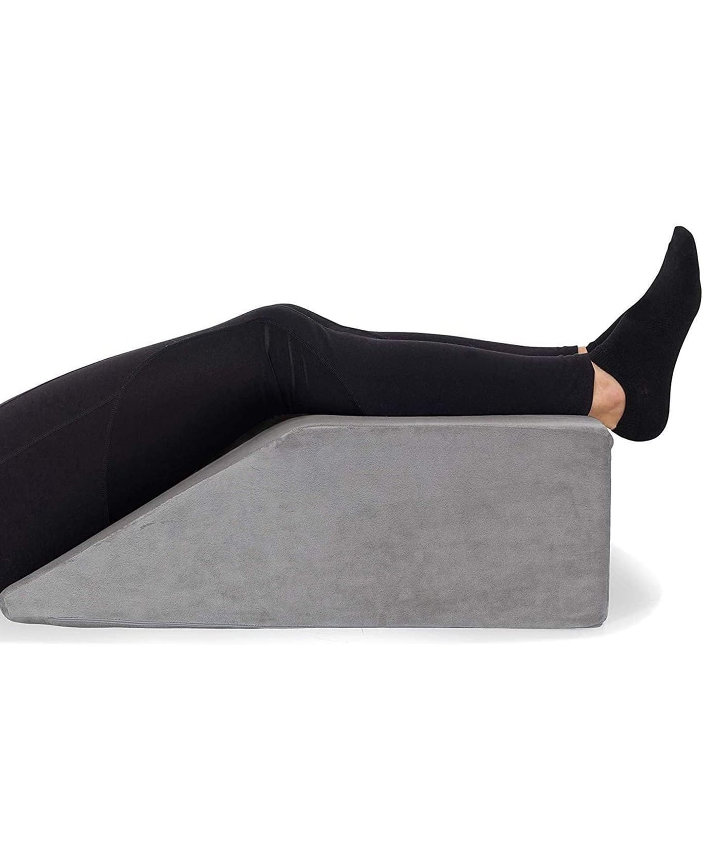 Leg Elevation Pillow - with Full Memory Foam Top, High-Density Leg Rest Elevating Foam Wedge- Relieves and Recovers Foot and Ankle Injury, Leg Pain, Hip and Knee Pain, Improves Blood Circulation, Grey