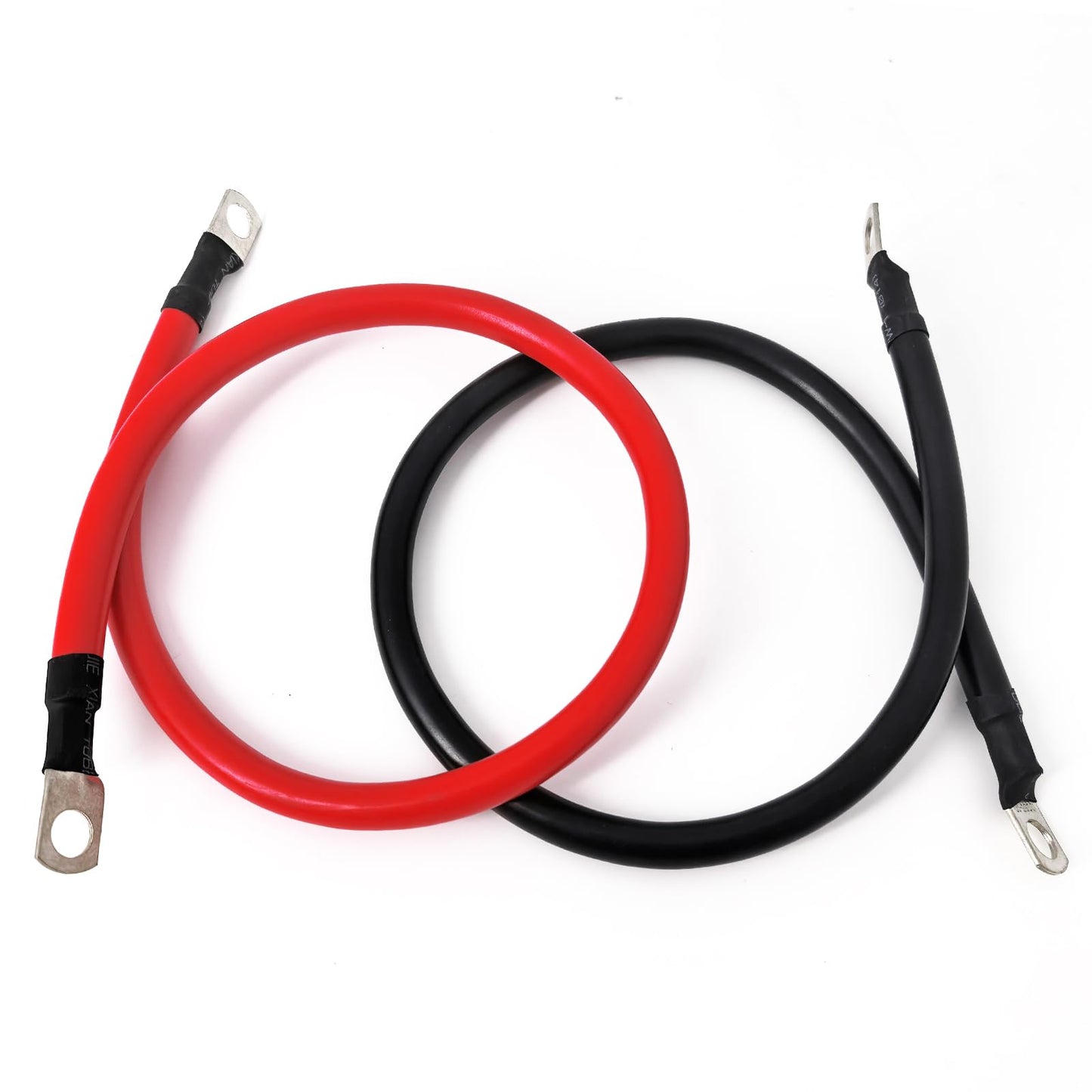 A ABIGAIL 2 AWG Battery Cable 2AWG Gauge Pure Copper Battery Cables with 3/8 in Lugs Both Ends Power Wire Set for Automotive Solar Marine Boat RV Car Motorcycle Red and Black (2FT)