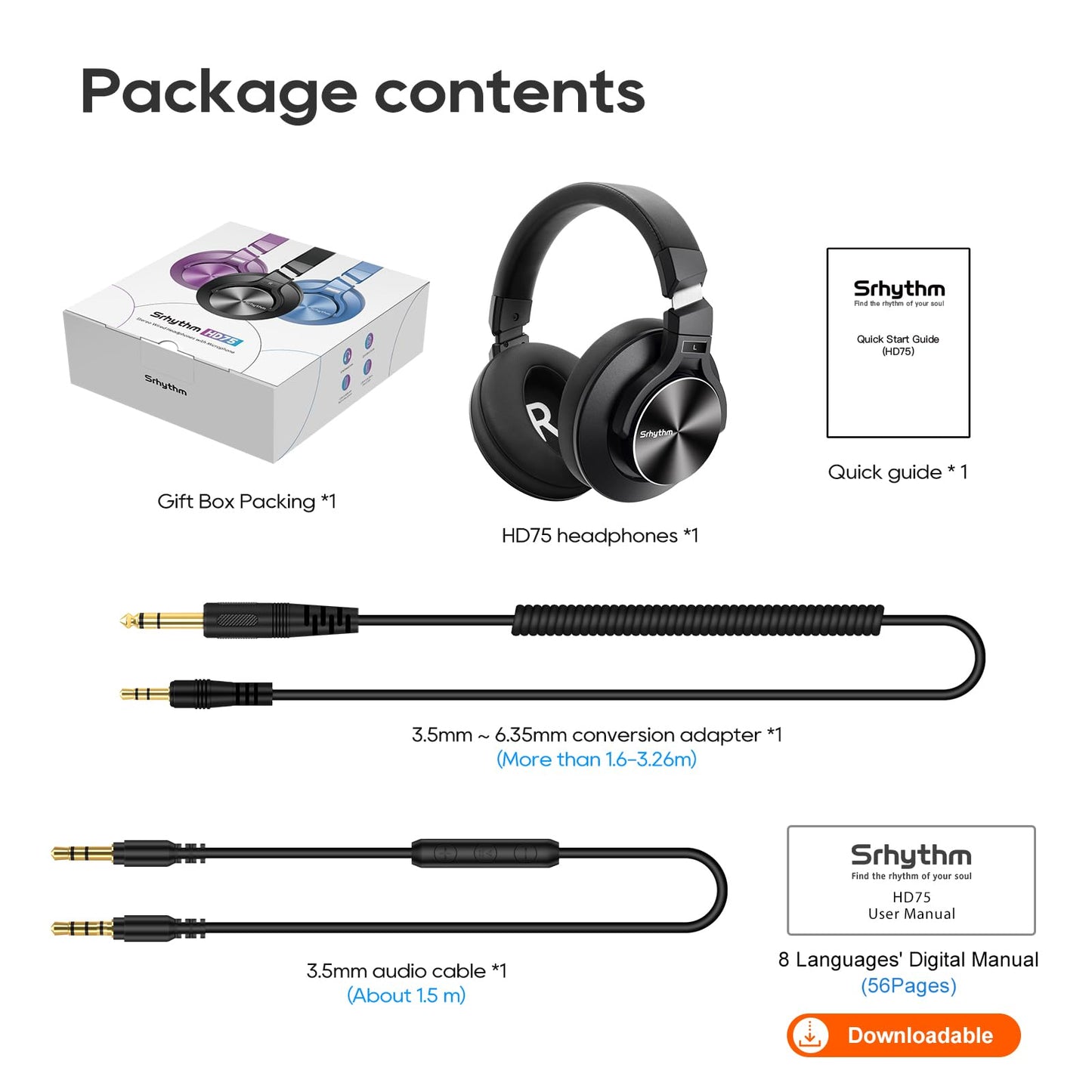 Srhythm HD75 Wired Over Ear DJ Headphone for Studio/Party/Guitar