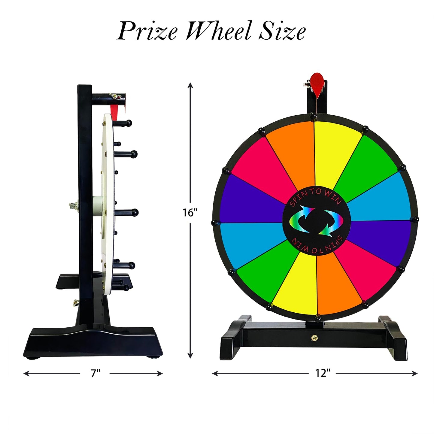 12 Inch Prize Wheel, 12 Slots Spinning Roulette Wheel Tabletop Wheel of Fortune with Dry Erase Markers and Eraser for Carnival, Trade Show