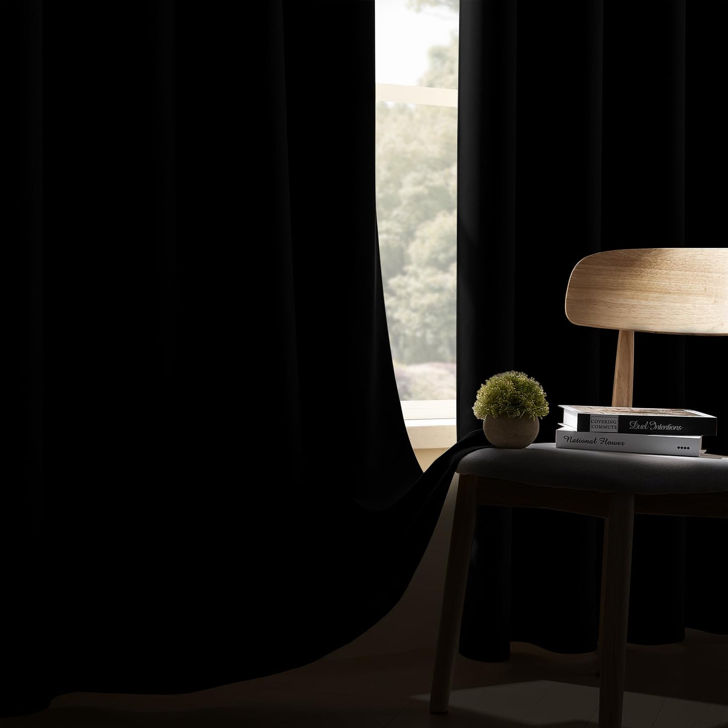 CUCRAF Blackout Curtains 2 Panels,Thermal Insulated Room Darkening Rod Pocket Black Out Curtains 84 Inch Long for Bedroom Living Room,52Wx84L Inch,Black