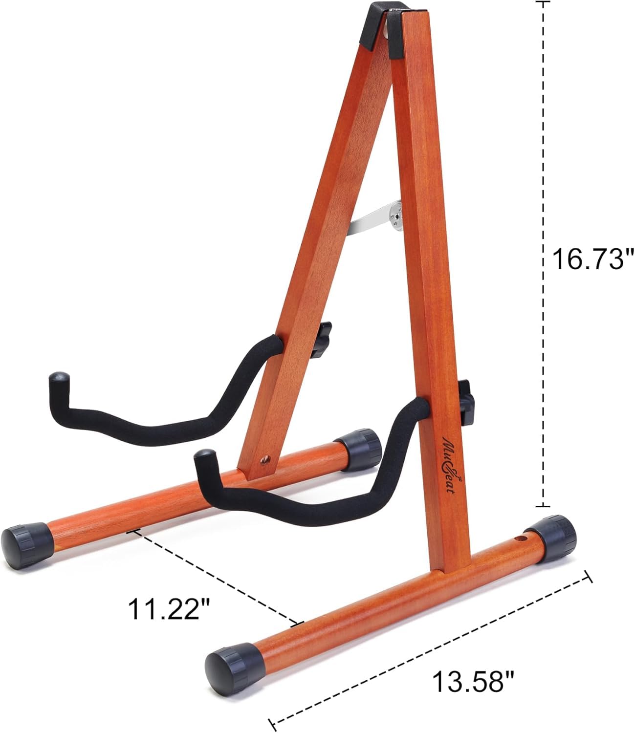 Musbeat Cello Stand with Bow Holder, Mahogany Wooden A-Shape Floor Stand with Padded Foam, Handcrafted Cello Rack Fits 1/2, 3/4, 7/8, 4/4 Full-Size and Guitar, Instrument Holder for Home and Studio
