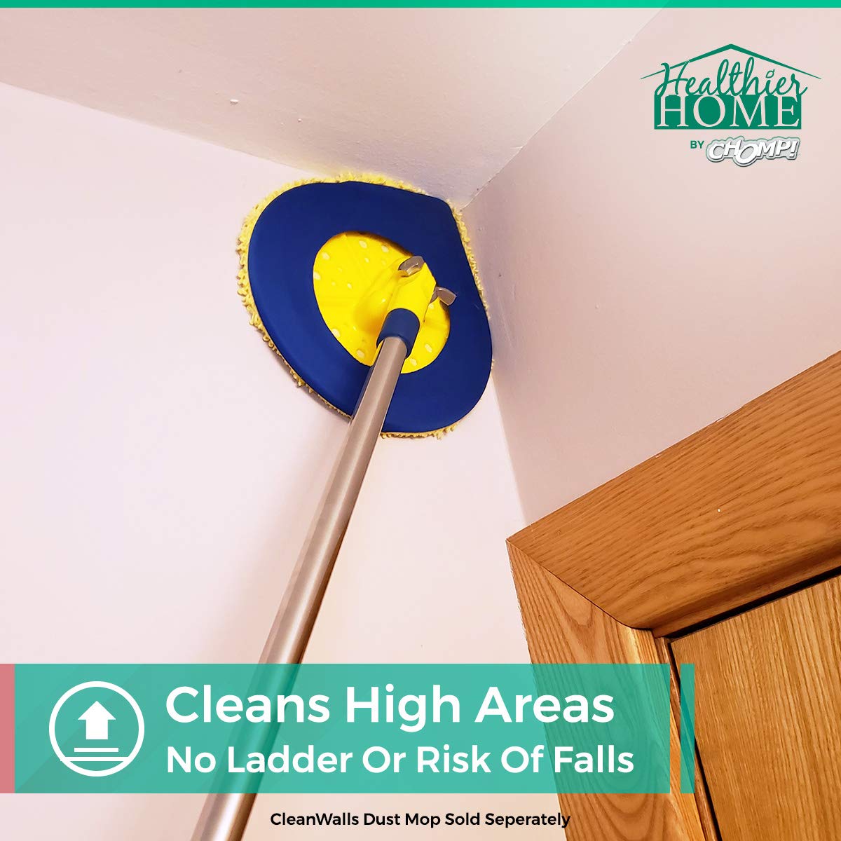 CHOMP! Microfiber Mop Refill Pack: 5 Minute CleanWalls 3-pak Yellow Reusable Washable Wall Washer, Ceiling Cleaner and Baseboard Duster - Dry Dust/Wet Wash Pads