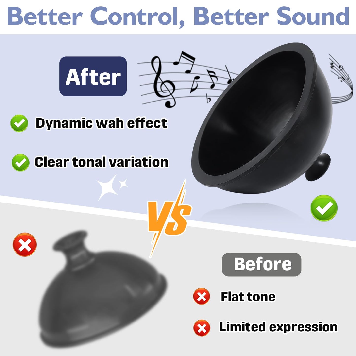 Trumpet Plunger Mute Replacement for Mutec MHT160, Rubber Wah-Wah Plunger Mute for Bb & C Trumpet and Trombone, Classic Jazz Sound, Lightweight Durable Design