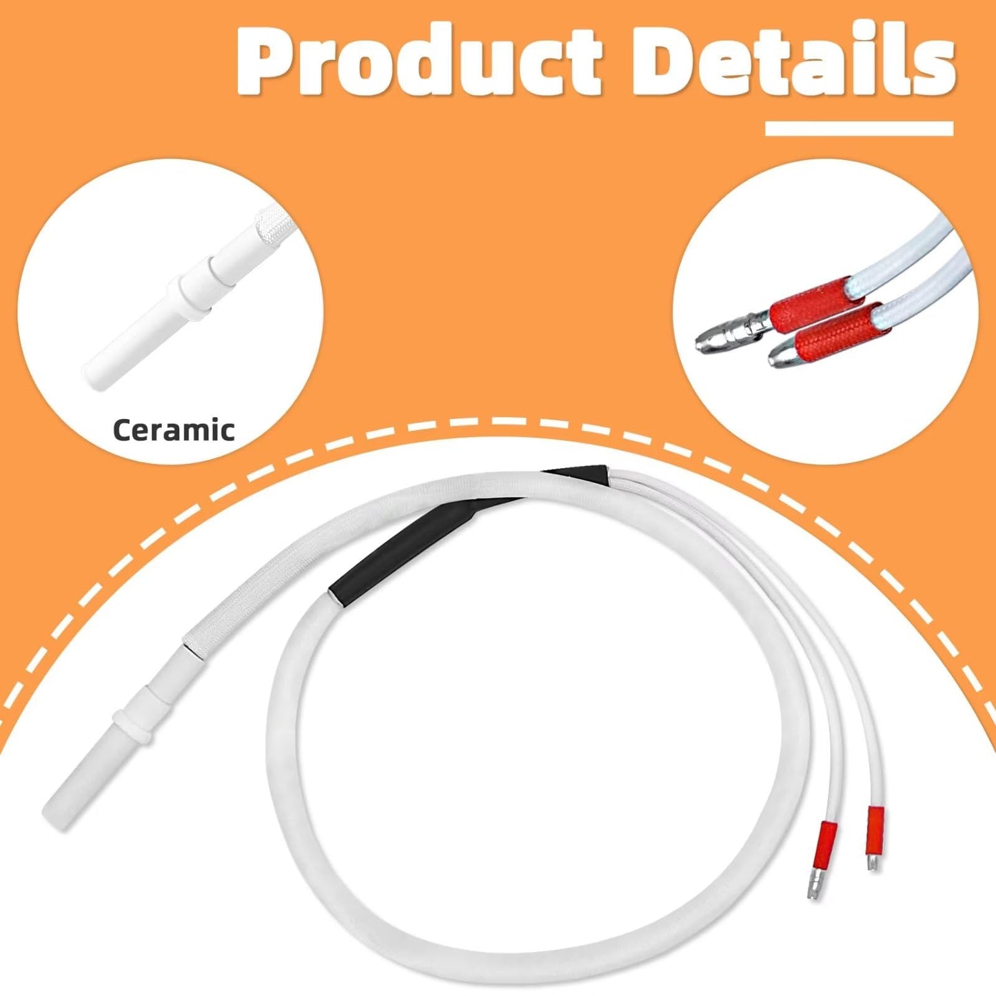 12V Ceramic Igniter Compatible with Green Mountain GMG 12V Jim Bowie Prime and Daniel Boone Prime, Ledge, Peak Pellet Grills, P-1228 Igniter Replacement Parts Replace: P-1217, P-1271, P12V-1028