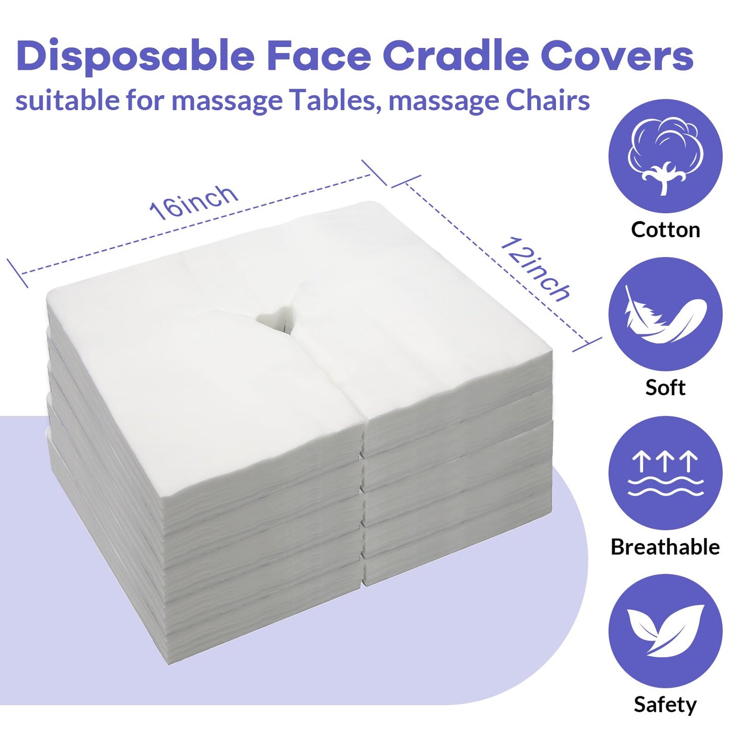 500PCS Upgrade Disposable Face Cradle Covers, Medical-Grade, Ultra Soft, Luxurious, Non-Sticking Massage Face Covers, Large Disposable Headrest Covers for Massage Tables and Massage Chairs