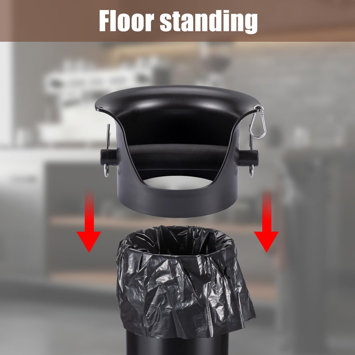 Coffee Knock Box Set with Cleaning Cloth, Brush & 50 Garbage Bags - 10.8×10.8×15.7in Countertop Coffee Waste Container for Home Baristas