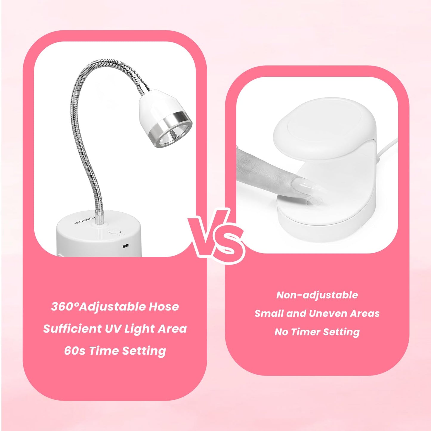 Touch UV Nail Light, Cordless Flash Cure Nail Lamp with Smart Touch and 60s Timer, Portable Mini Gooseneck UV Light for Gel Nails, Gel Nail Lamp for Home DIY Salon