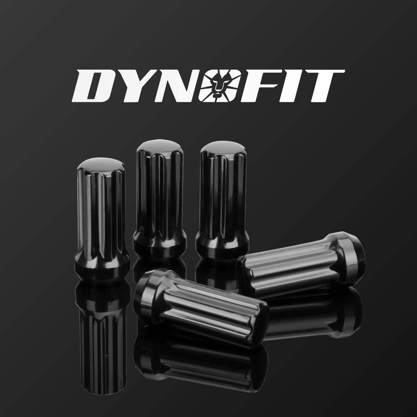 Dynofit M14x1.5 Spline Lug Nuts Black - Cone Bulge Seat Compatible with Chevy GMC Ford Cadillac Lincoln & More 6-Lug Wheels | Includes 1Pcs Socket Key, Closed End, Durable Aftermarket Replacement