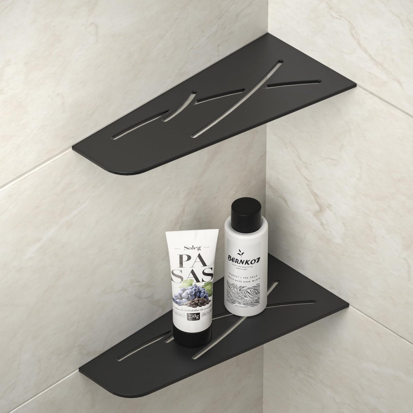 Bernkot Corner Shower Shelf 30.5cm x 14cm, 304 Stainless Steel Quadrilateral Corner Shelf Grout in Bathroom Storage Shampoo Holder Organizer Kitchen Shelf Rack (Brushed, 30.5cm x 14cm-2pcs)
