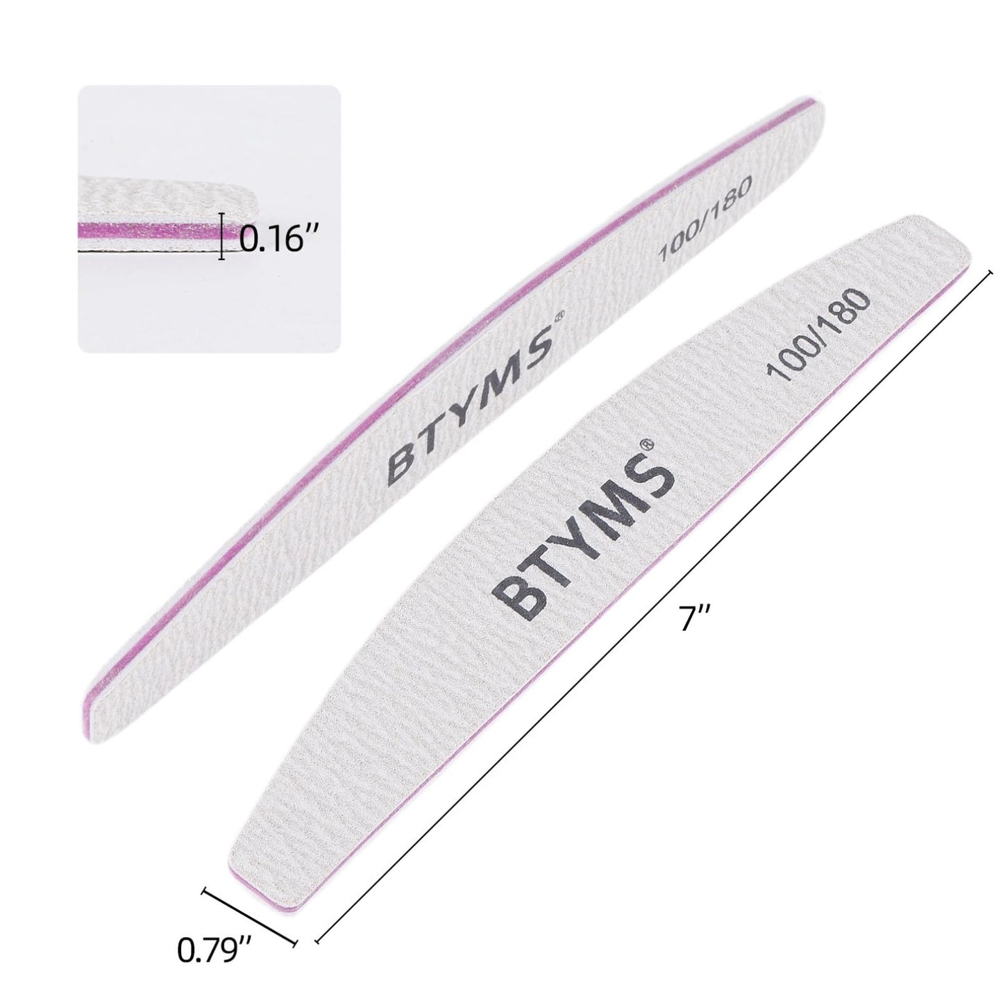 BTYMS 100 Pieces 100/180 Grit Nail Files and Buffers, Double Sided Emery Boards Nail Buffing File for Acrylic Nails