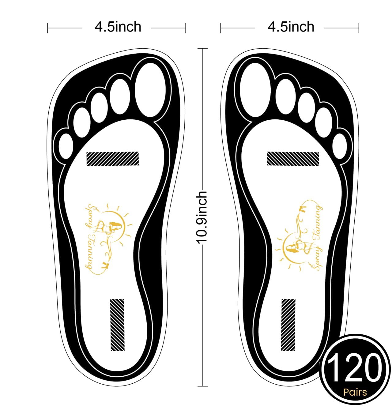 120 Pairs(240 Feets) Disposable Black Tanning Feet Pads Sunless Airbrush Spray Tent Protect Foot Shaped Spray Tan Sandals