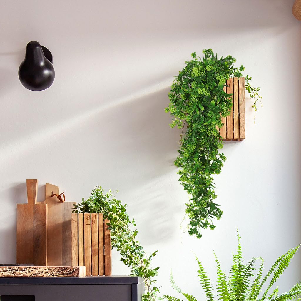 RECUTMS Fake Hanging Plants 2Pcs Artificial Outdoor Greenery UV Resistant Spring Rose Flower Plastic Plant for Outdoors Basket Home Garden Wedding Party Decorations (Green)