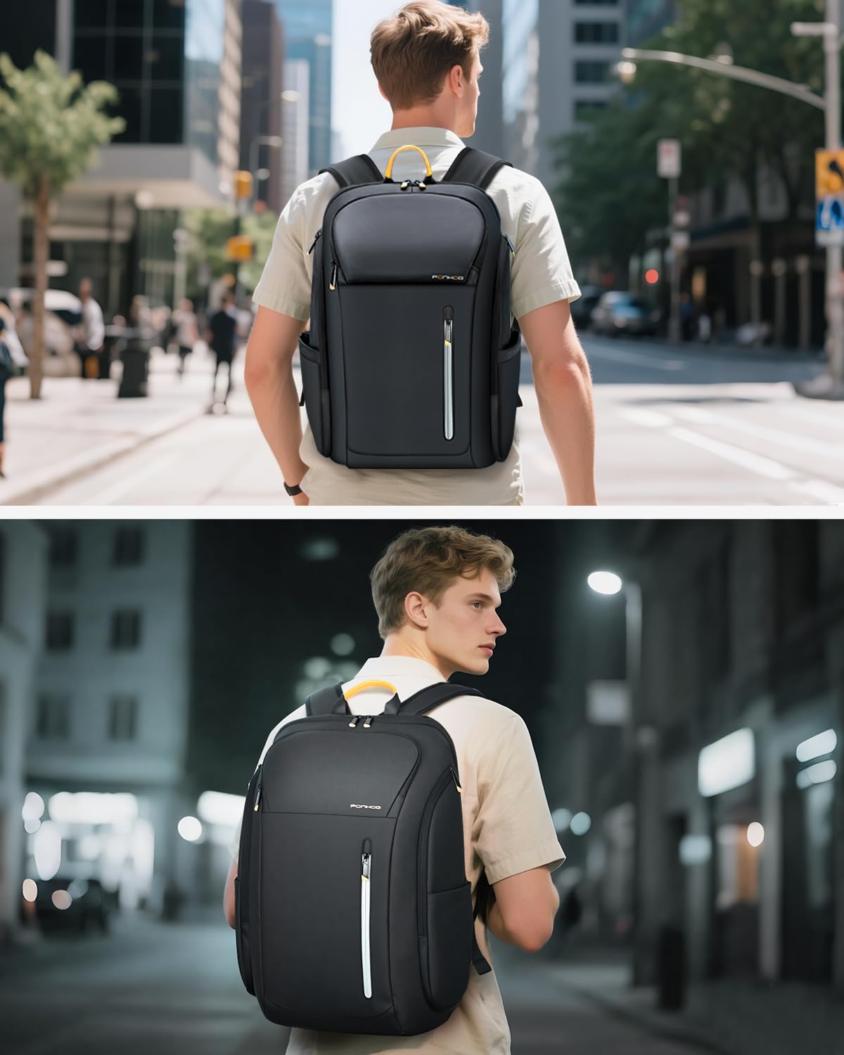 Lekebobor Laptop Backpack for Men, 18.4 Inch Anti Theft Travel Backpack with USB Charging Port, Water Resistant Business Computer Bag Flight Approved Carry On Backpack for Work College, 40L Black