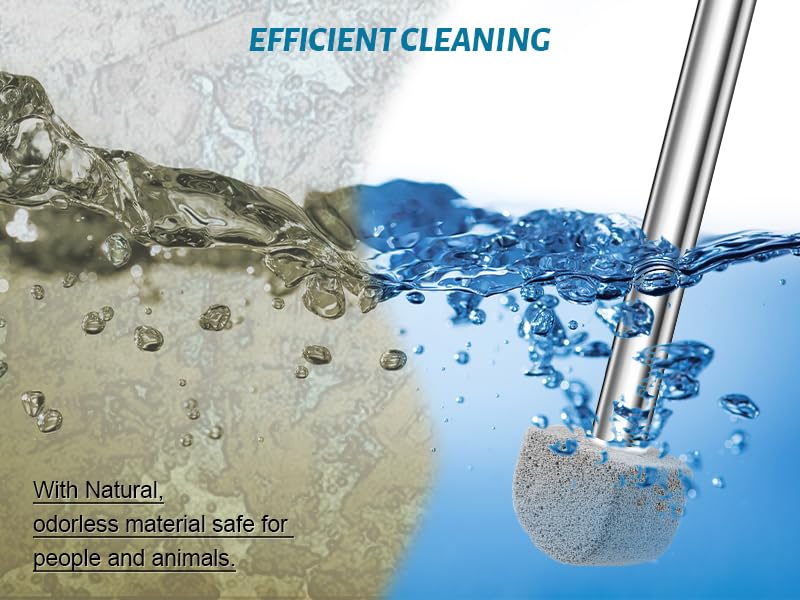 Pumice Stone for Toilet Bowl Cleaning with Extra Long Wand for Deep Clean-Removes Limescale&Hard Water Stains-Toilet Brush/Tile/Grout/Swim Pool/Grill with 1 Wand+8 Pumice Stones