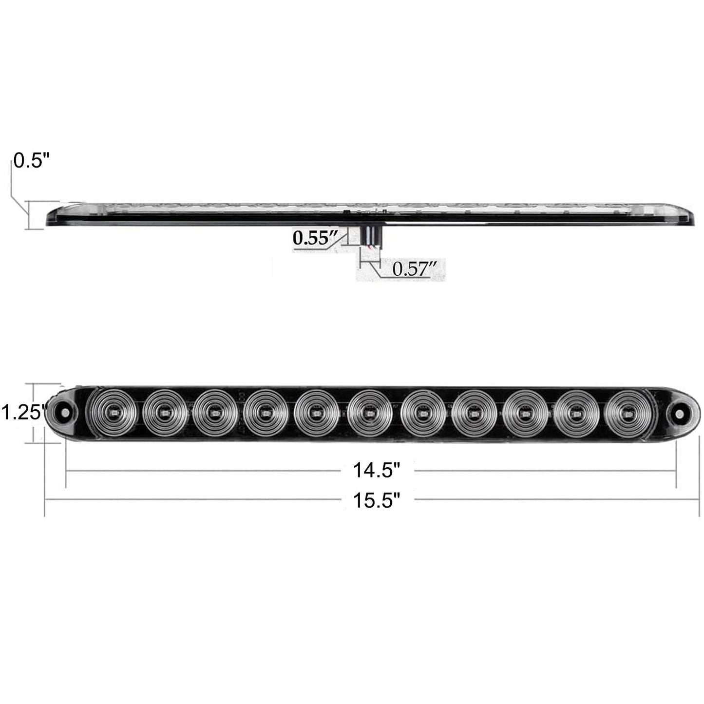 Partsam 2Pcs 15" Inch White Led Trailer Reverse Backup Light Bars Clear Lens, Sealed 11 LED Flange Mount Trailer Truck 15" Inch Reverse White Light Bar Utility Marker Light Bar RV Front Access Light