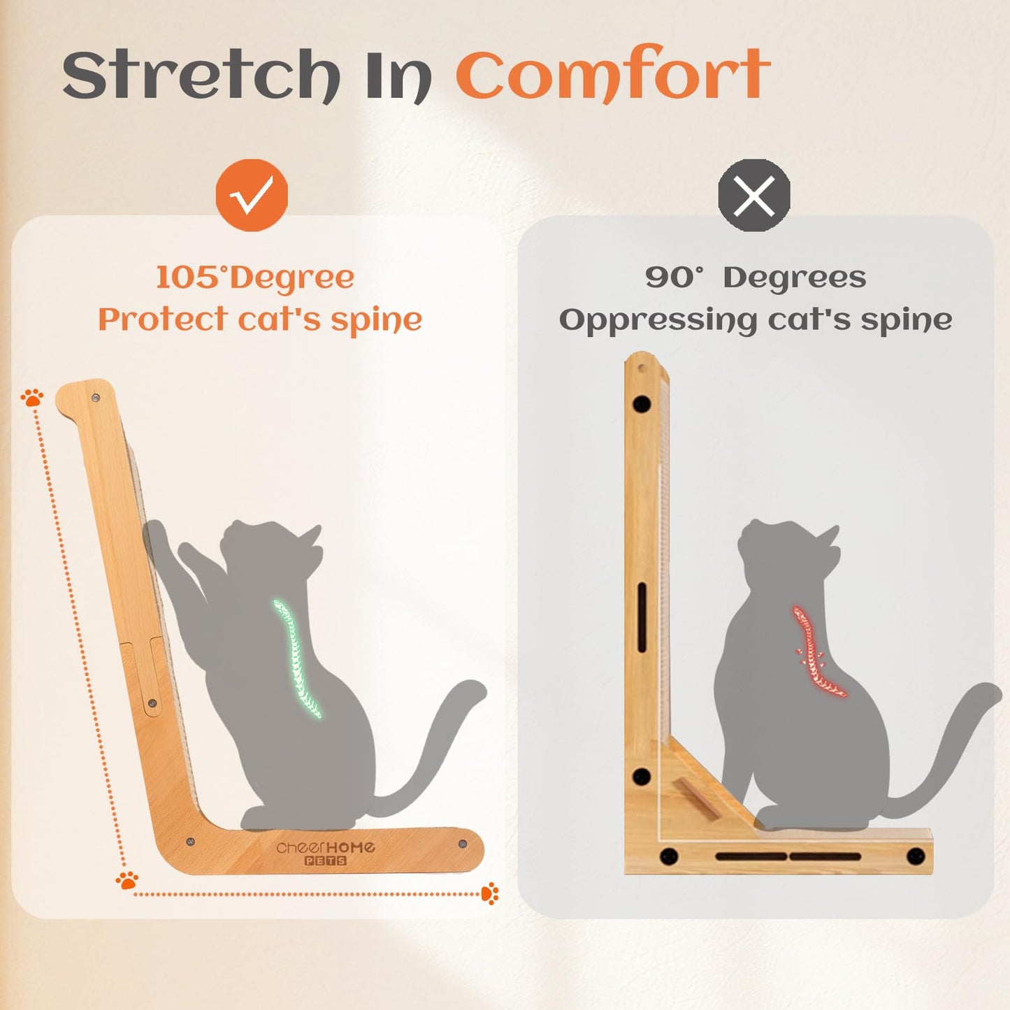 CHEERHOME PETS Natural Sisal Cat Scratcher for Indoor Cats Premium L Shaped Scratching Mat for Cats Scratcher Lounge Sofa Protector Replacement Pad (Large)