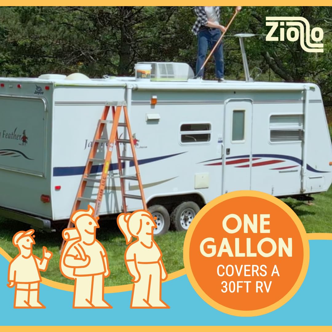 Ziollo RV Roof Cleaner - Fast-Acting Formula for EPDM & TPO Rubber, Fiberglass & Metal Roofs - Natural Citrus Outdoor Cleaner - Stain Remover for RV Exterior - 1 Gallon