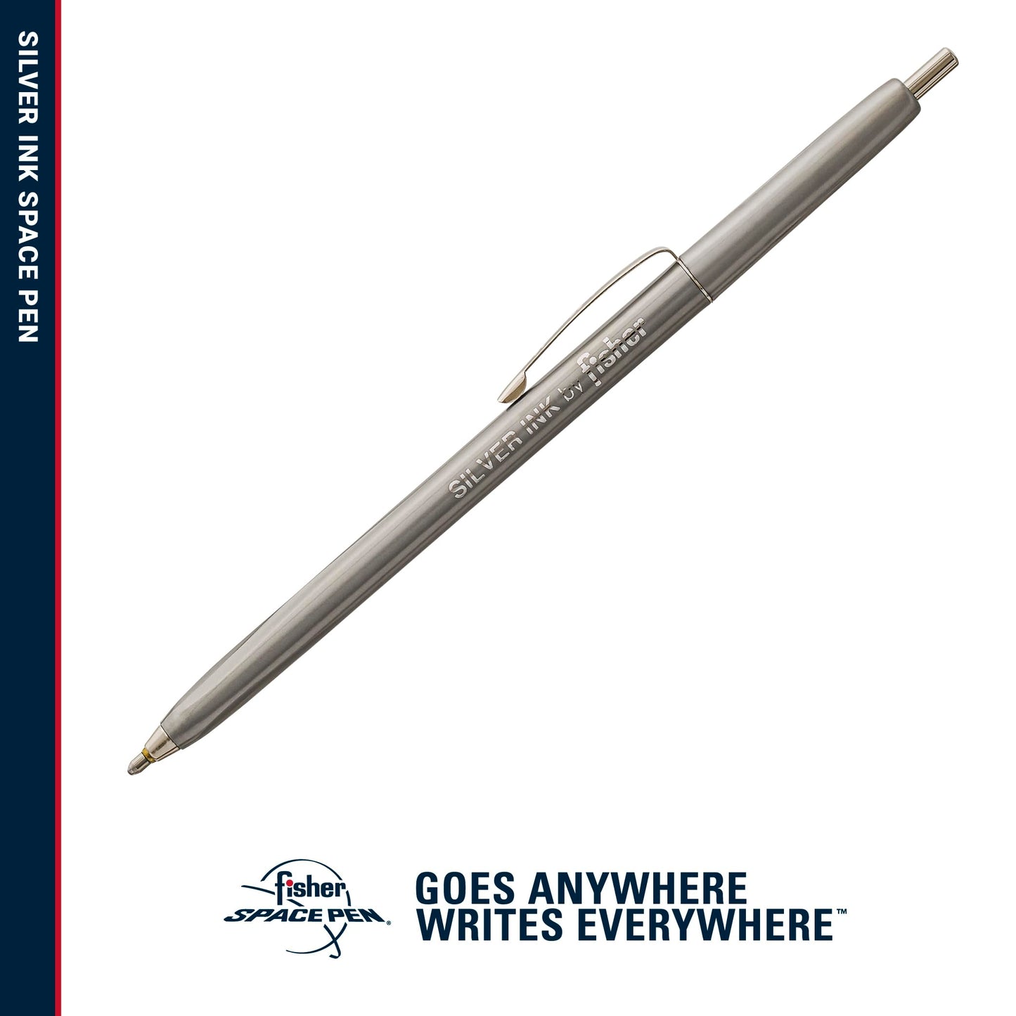 Fisher Space Pen Silver Ink Space Pen, Pressurized Ballpoint Pen, Writes Upside Down and in Extreme Temperatures, Silver Metallic Ink, Bold Point, Made in the USA, 2 Pack
