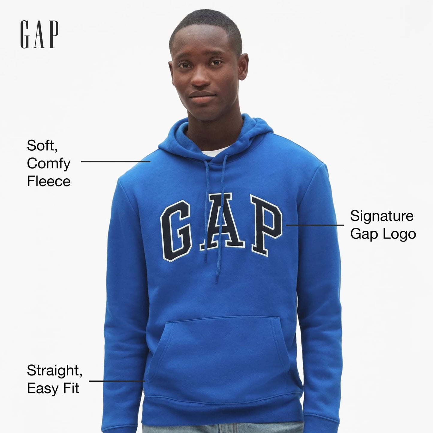 GAP Men's Logo Fleece Hoodie Hooded Sweatshirt, Crimson Red, Large