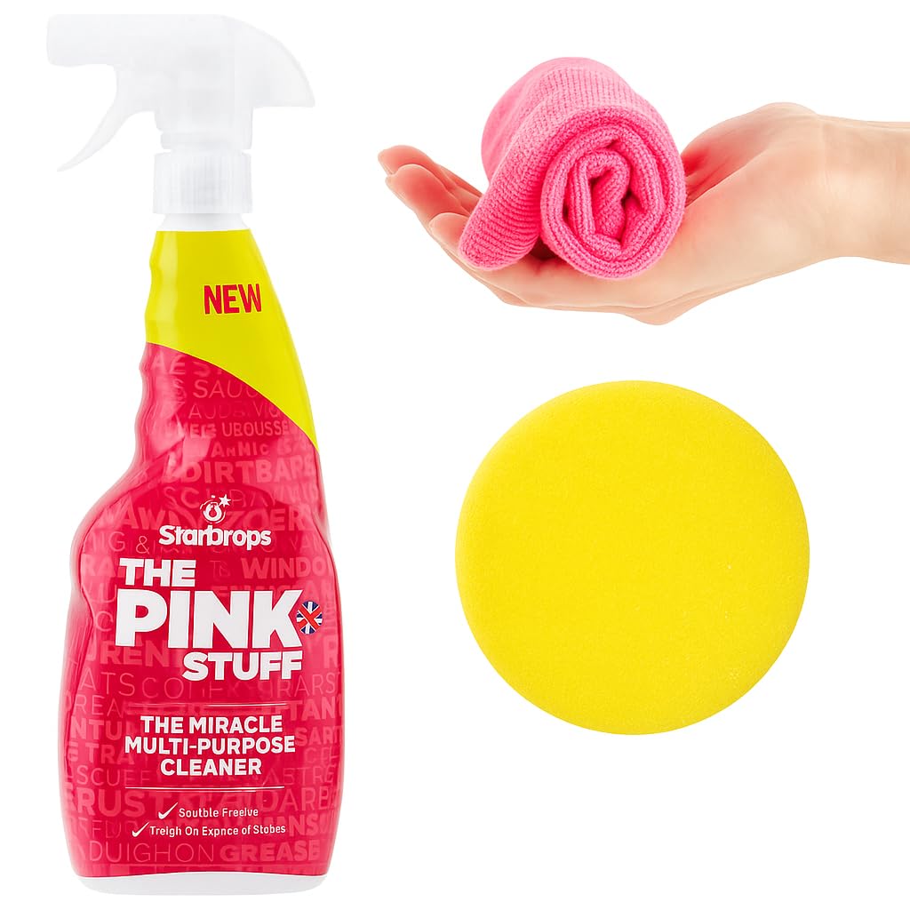 Bundle of The Pink Stuff Multipurpose Cleaner 750Ml | Sponge | Microfiber Cloth | 3 in 1 Cleaning Bundle