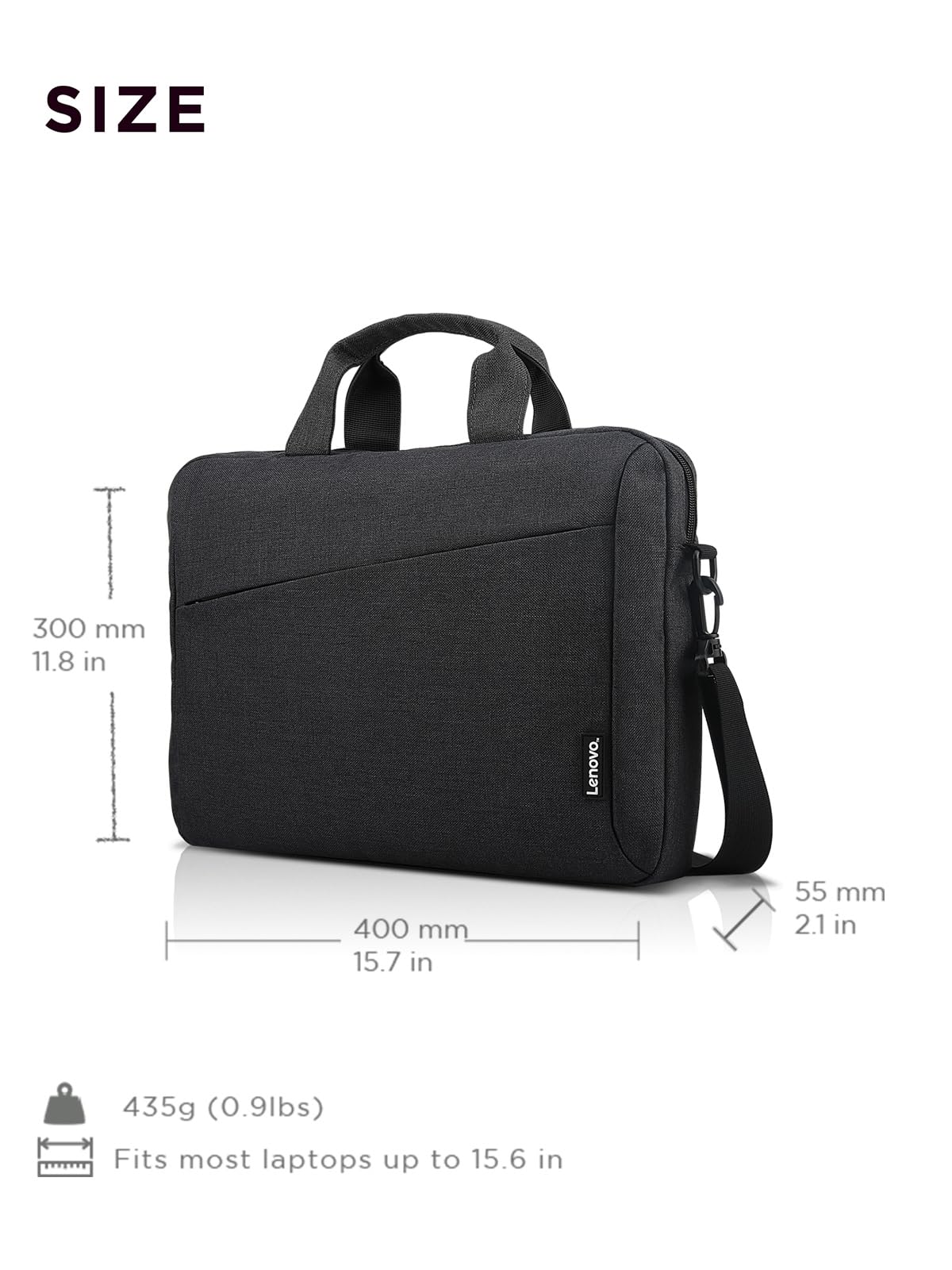 Lenovo Laptop Carrying Case T210, 15.6-Inch Laptop and Tablet, Sleek Design, Durable and Water-Repellent Fabric, Business or School, GX41L83769 Casual Toploader - Eco Black