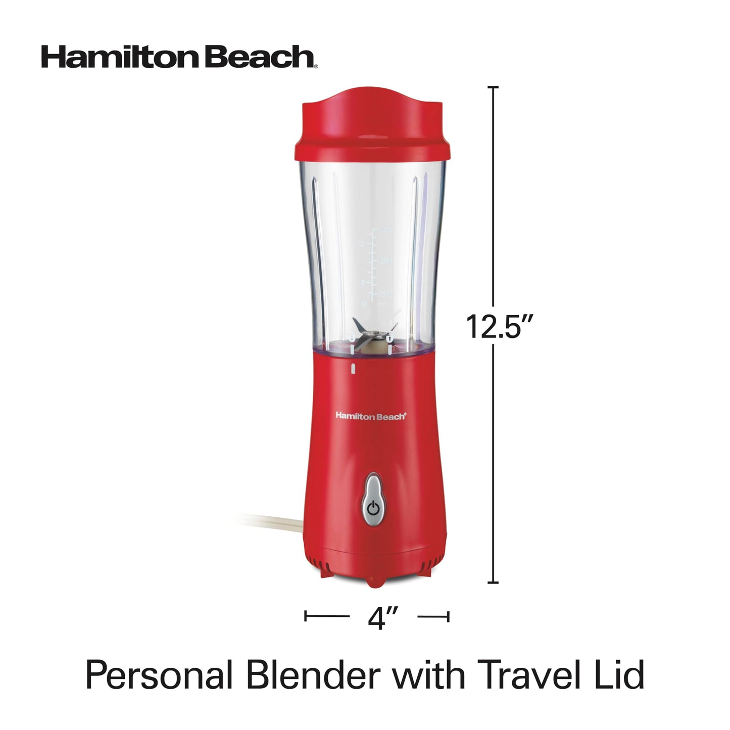 Hamilton Beach Shakes and Smoothies with BPA-Free Personal Blender, 14 oz, Red