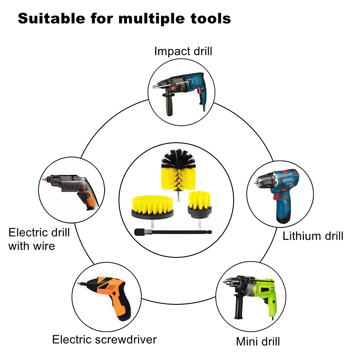 Exiron Multicolor Electric Drill Brush Set Kit 37 Pieces for Cleaning, Household Cleaning Brushes, with Quick-Change Shaft for Replacement
