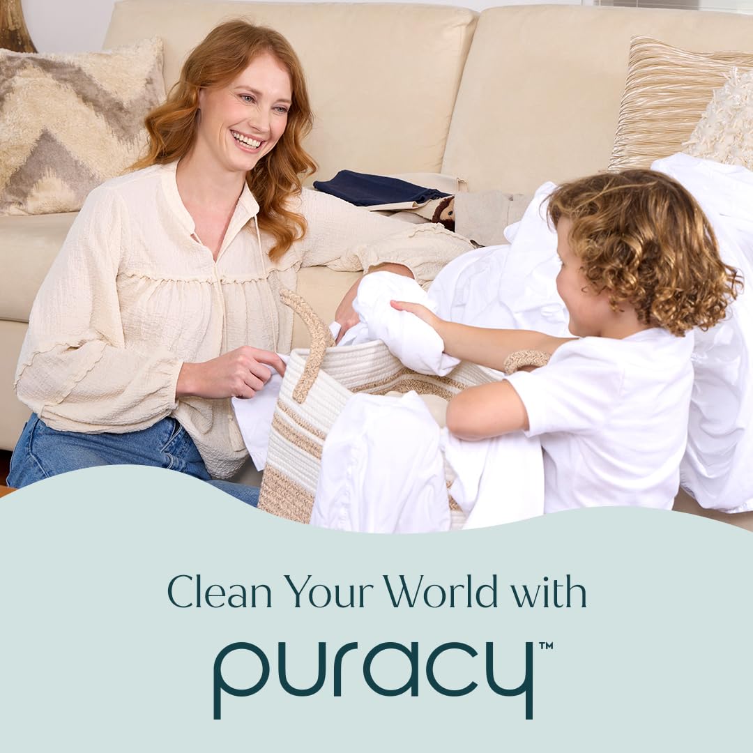 Puracy Laundry Detergent - Liquid Detergent Concentrate, Stain Fighting Enzymes, Natural Laundry Detergent Seen on TikTok, Non-Toxic, Hypoallergenic (Free & Clear, 48 oz/1420 ml, 192 Loads, Refill)