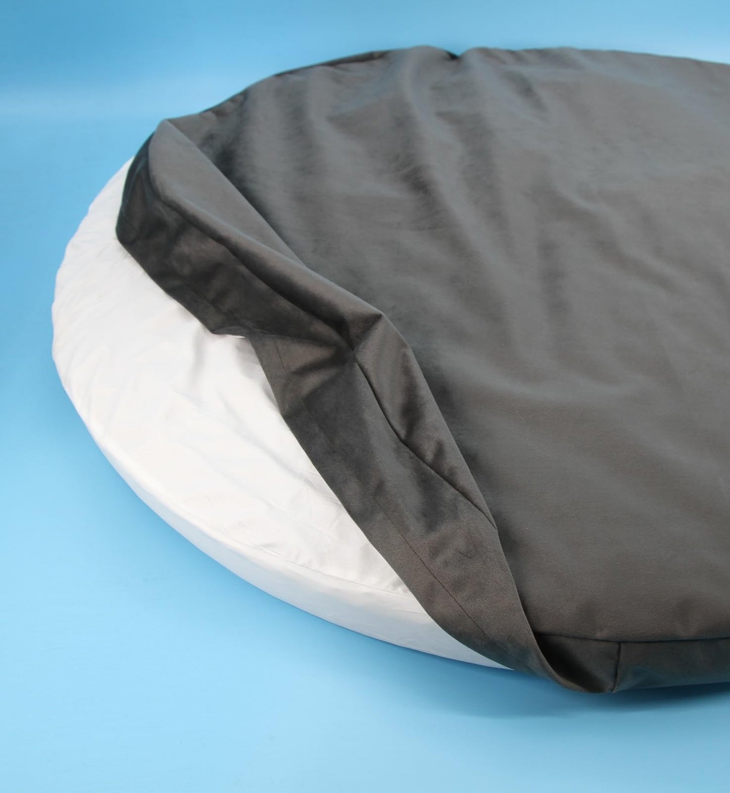 EechicSpace Waterproof Round Dog Bed with Washable Removable Cover & Liner Grey Velvet Orthopedic Foam Pad 24 Inch
