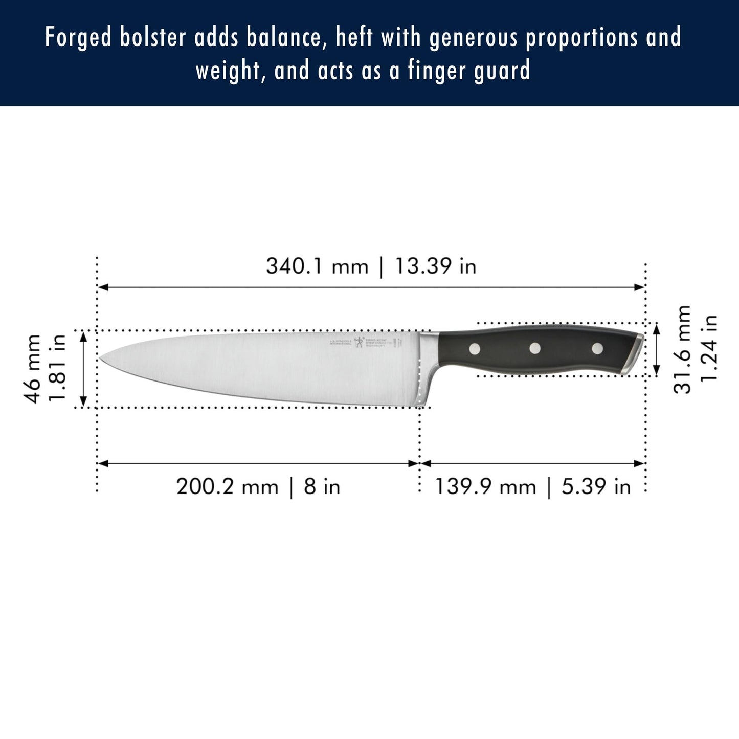 HENCKELS Forged Accent 8-Inch Chef's Knife - Stainless Steel Forged, Full Tang