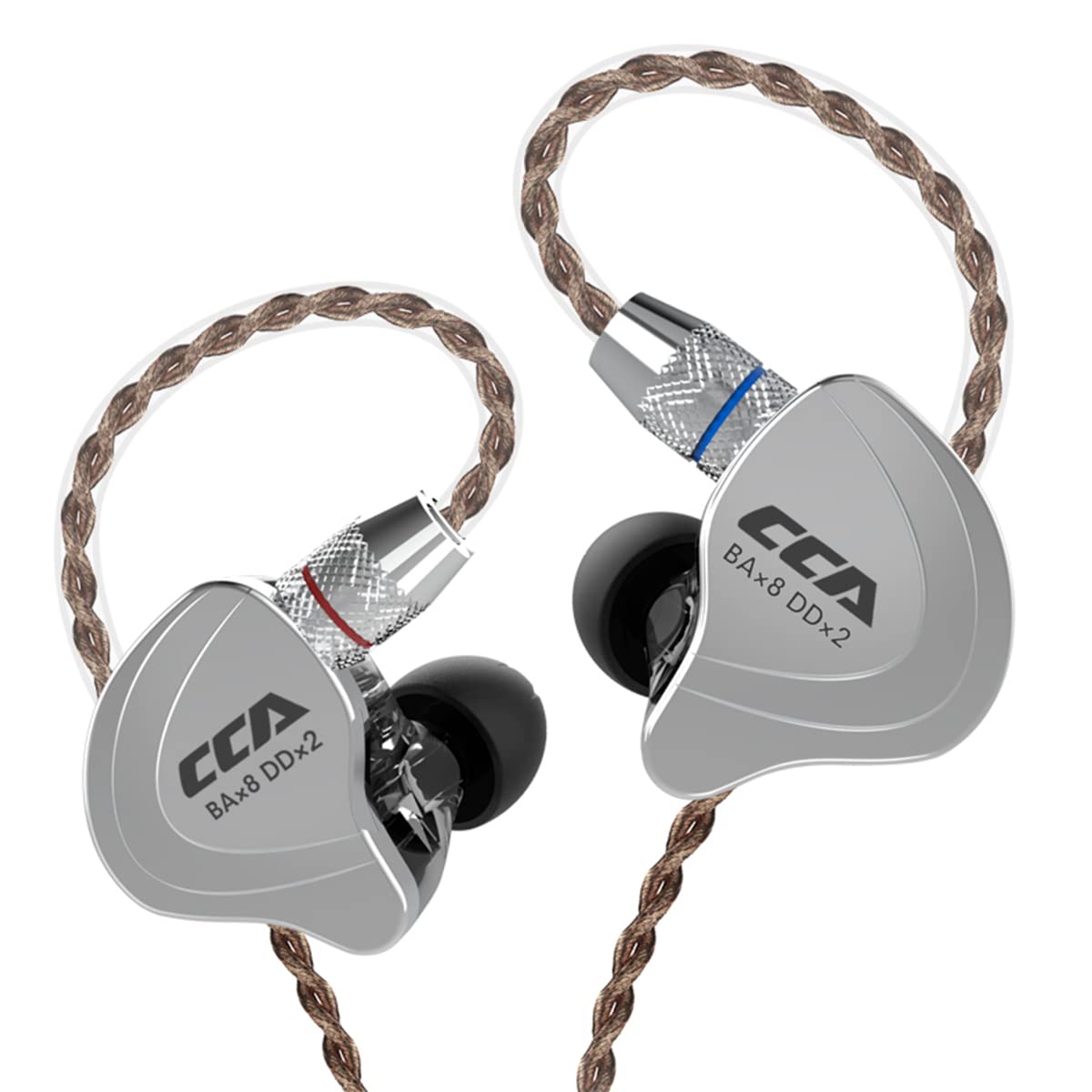 CCA C10 Earphone, in-Ear Monitor Earphone 4BA+1DD high-Performance Earphone Super bass Stereo Sports Wired Earphone (Black, no Microphone)…
