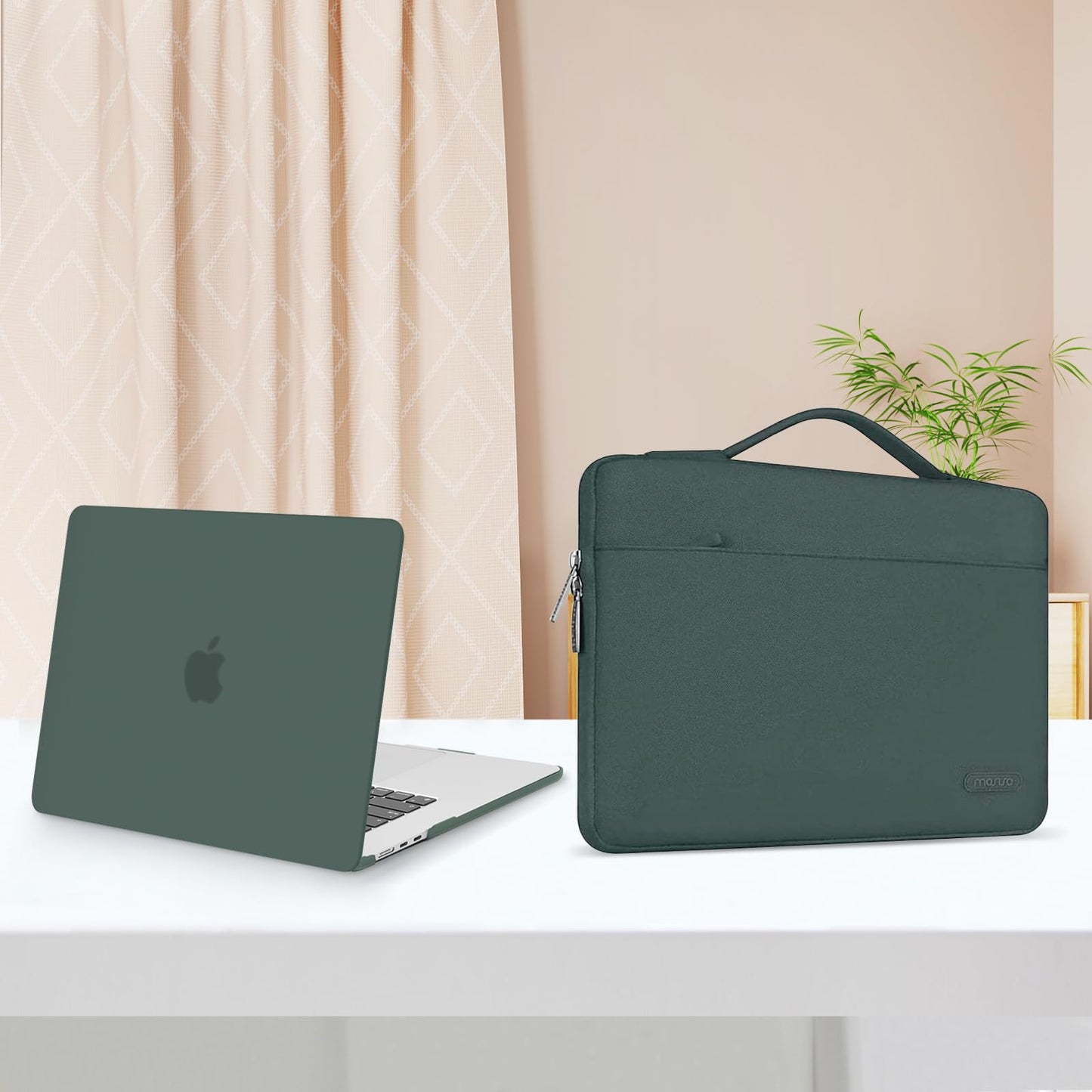 MOSISO Compatible with MacBook Air 15 inch Case M5 2026 M4 2025 M3 M2 2024 2023 A3448 A3241 A3114 A2941,Protective Hard Shell&Carrying Sleeve Bag&Keyboard Cover&Webcam Cover&ScreenFilm, Emerald Green