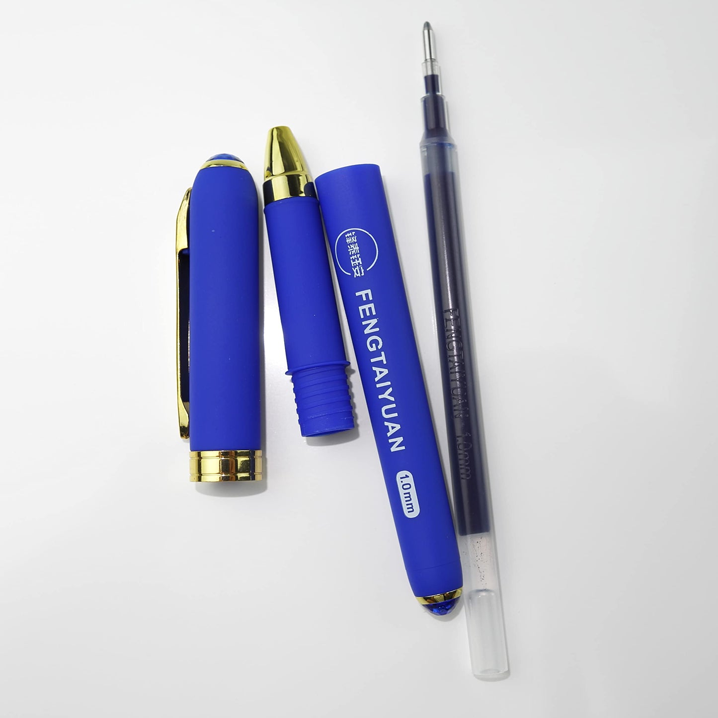 Fengtaiyuan B10P18Pro, Blue Gel Pens, Blue Ink, Bold Point, 1.0mm, Writting Pens, Smooth, 18 Pack (B10P18Pro)