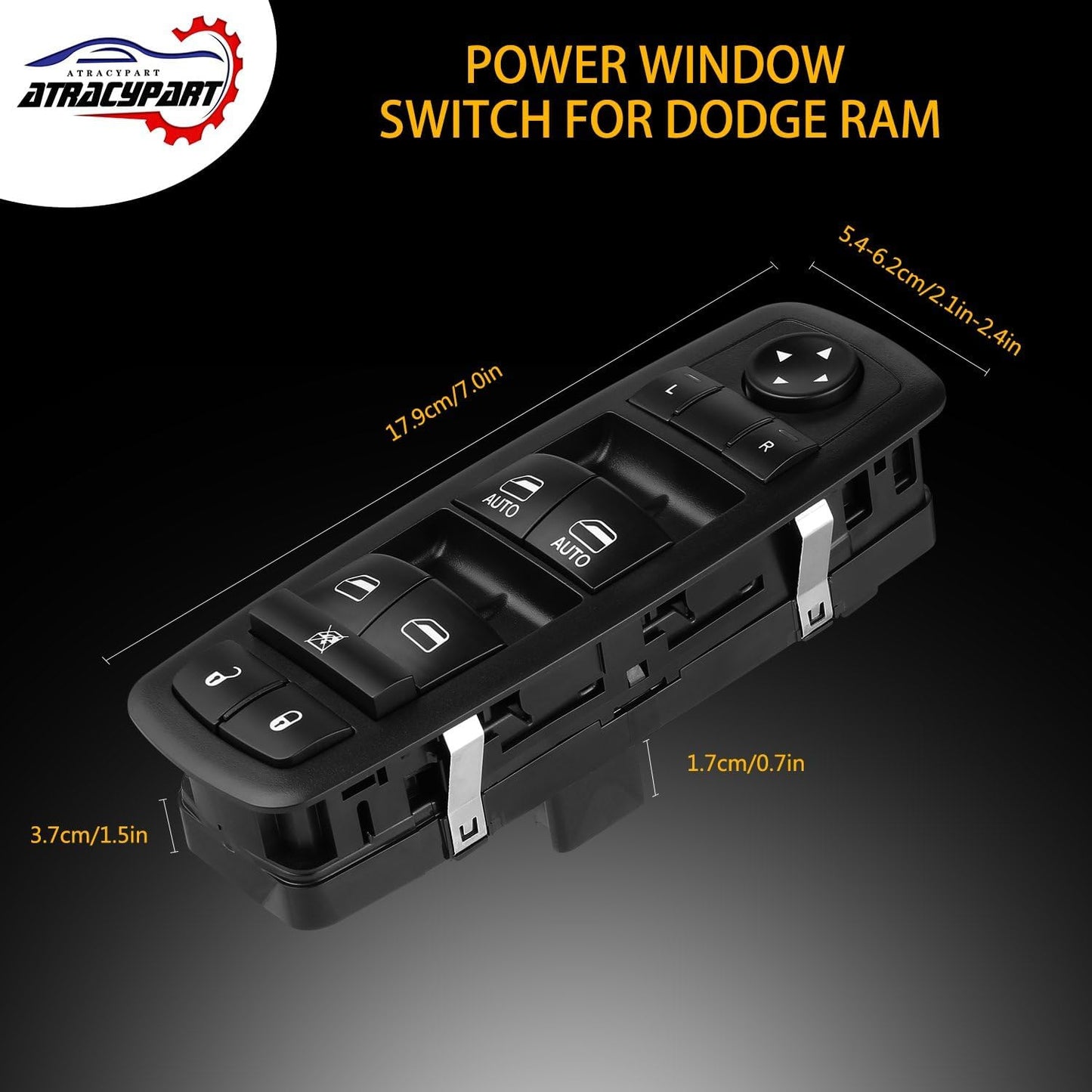 ATRACYPART Power Window Master Switch | for 2009 2010 2011 2012 Dodge Ram 1500 2500 3500 with Quad and Crew Cab | Replaces OE# 4602863AD,4602863AC,4602863AB