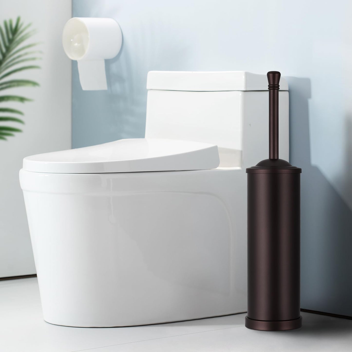 Bronze Stainless Steel 304 Toilet Brush and Holder,Toilet Bowl Brush with Long Handle for Bathroom,Toilet Cleaner Brush-Space,Saving,Covered Brush,Durable, Deep,Cleaning,Splash Resistant