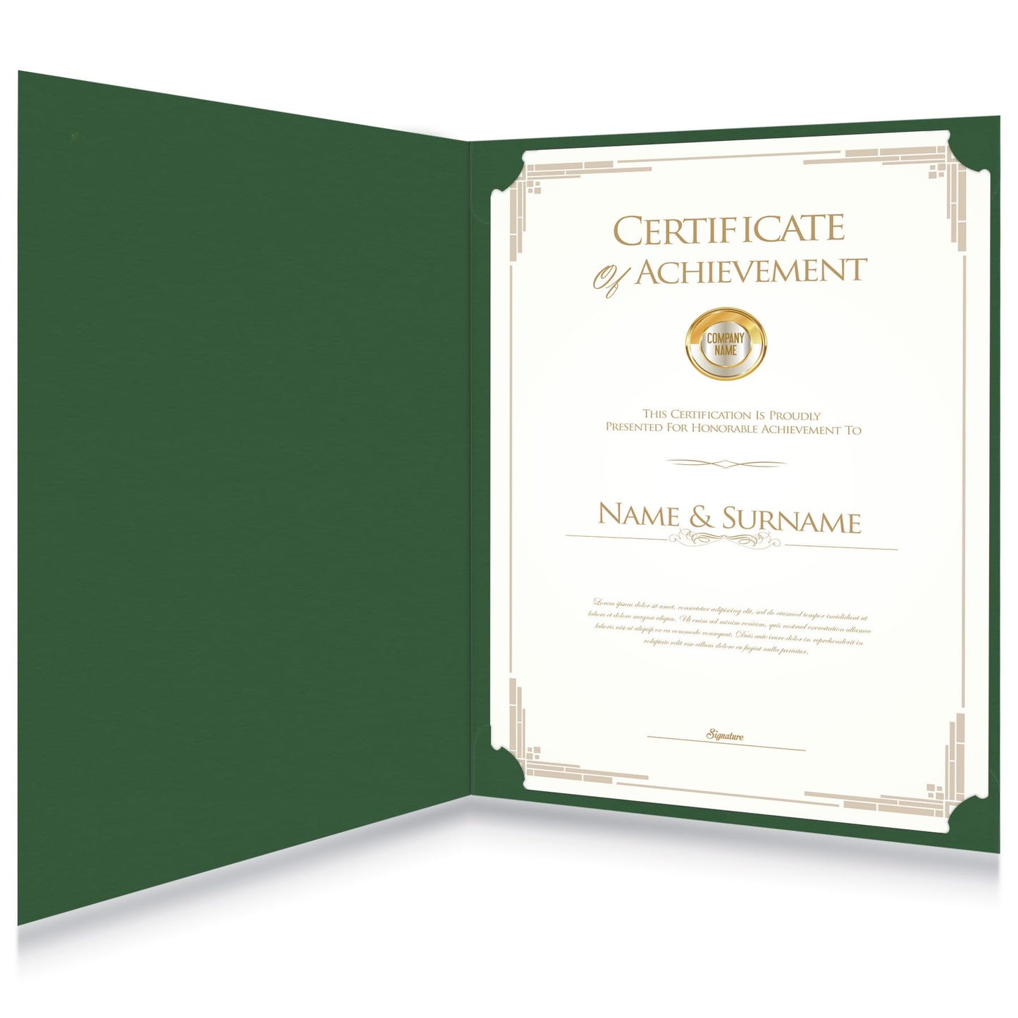 HAUTOCO 50 Pack Certificate Holders, Green Diploma Folders Certificate Covers with Gold Foil Border for Letter Size 8.5x11 Cardstock, Award, Document, Graduation