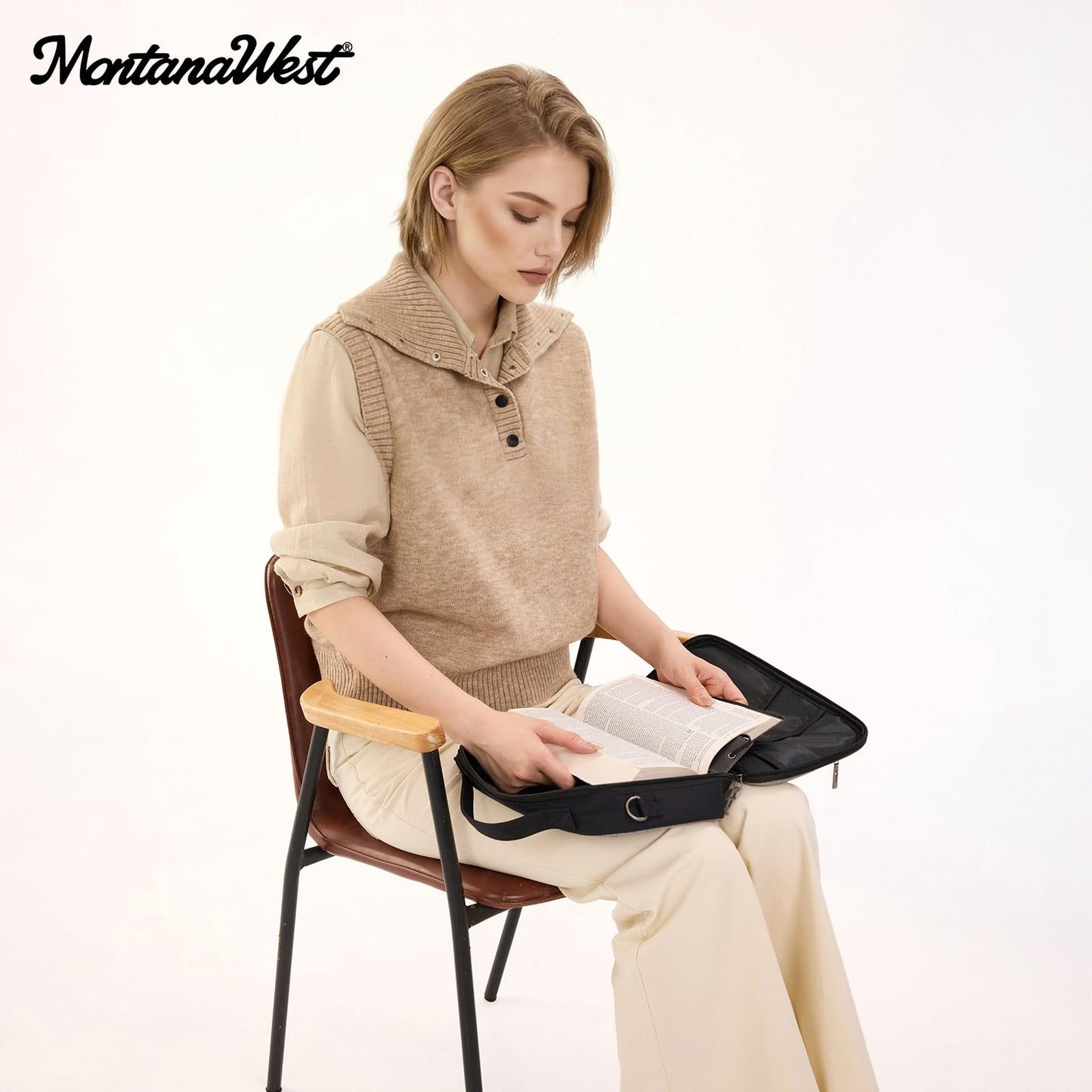 Montana West Bible Covers for Women Men with Leather Bookmark Carrying Book Case Church Bag Bible Protective with Zippered Pocket MWC-126AGY/BK