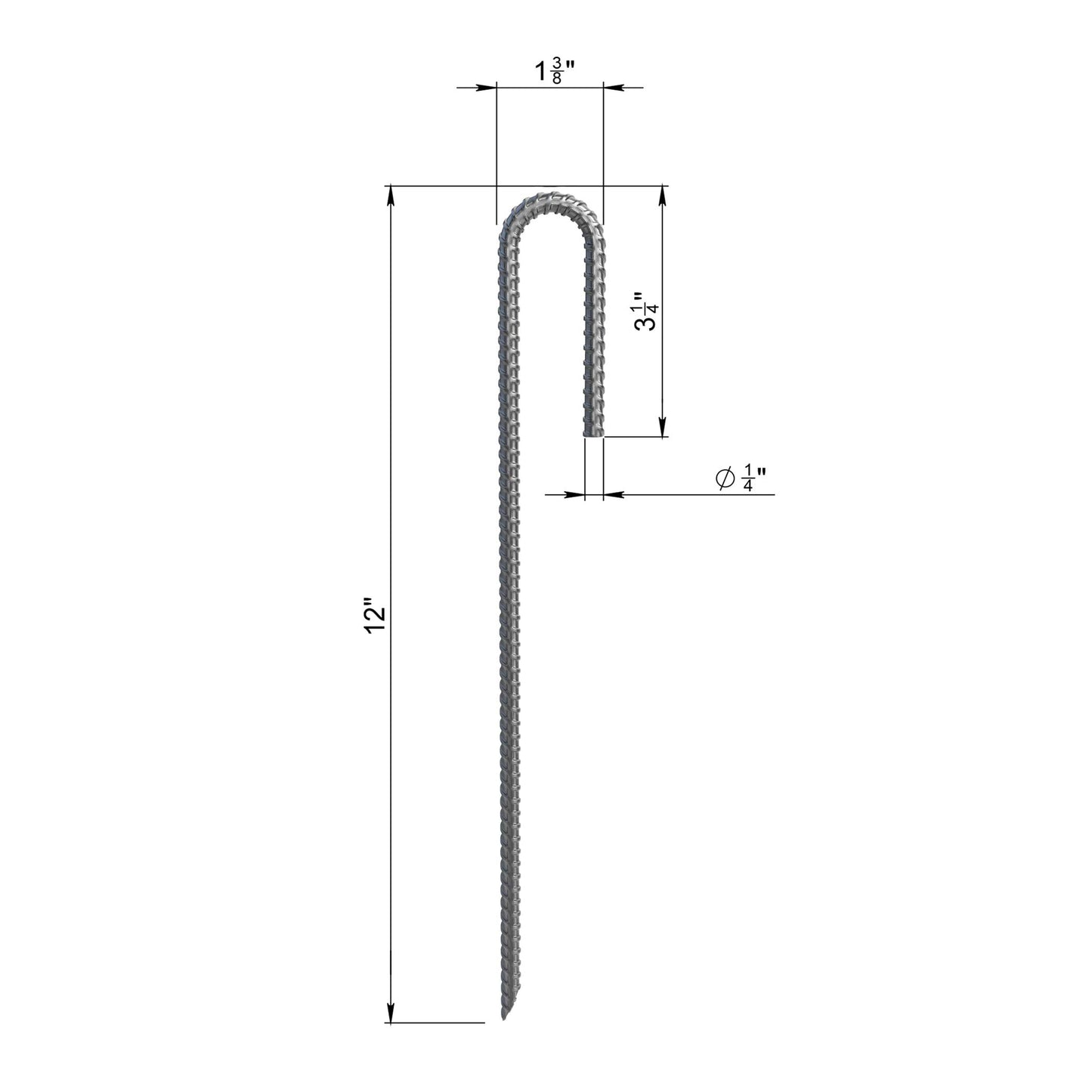 Vodaland Rebar Stakes J Hook Heavy Duty 1/4 inch Rust Proof Coated Steel Ground Anchors with Chisel Point End (50)