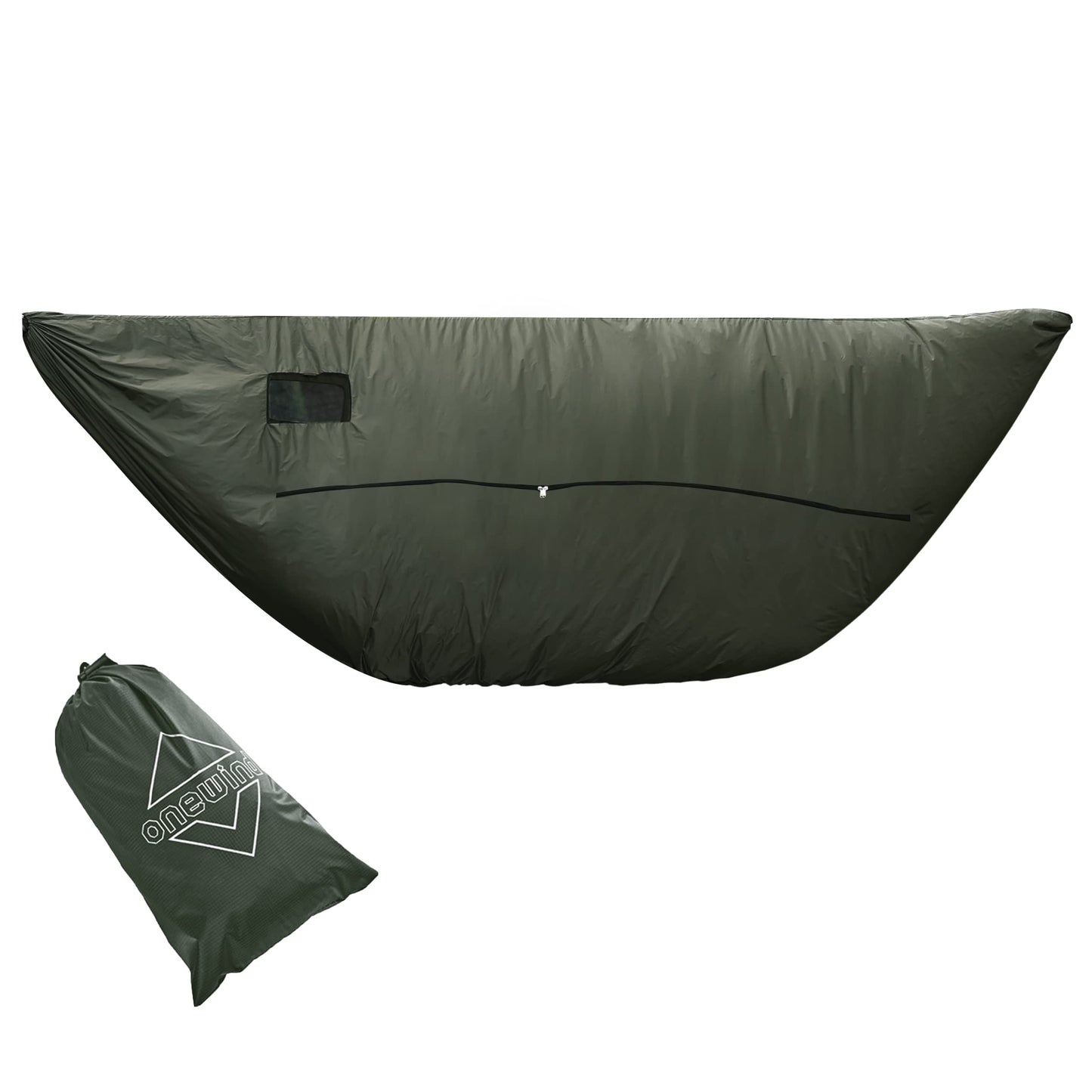Onewind Premium Hammock Zipper Windsock for Zipper Netted Hammock, Hammock Winter Sock for Wind Blocker, Lightweight & Wind-Resistant Protector for Cold Weather, OD Green, 126''x50''