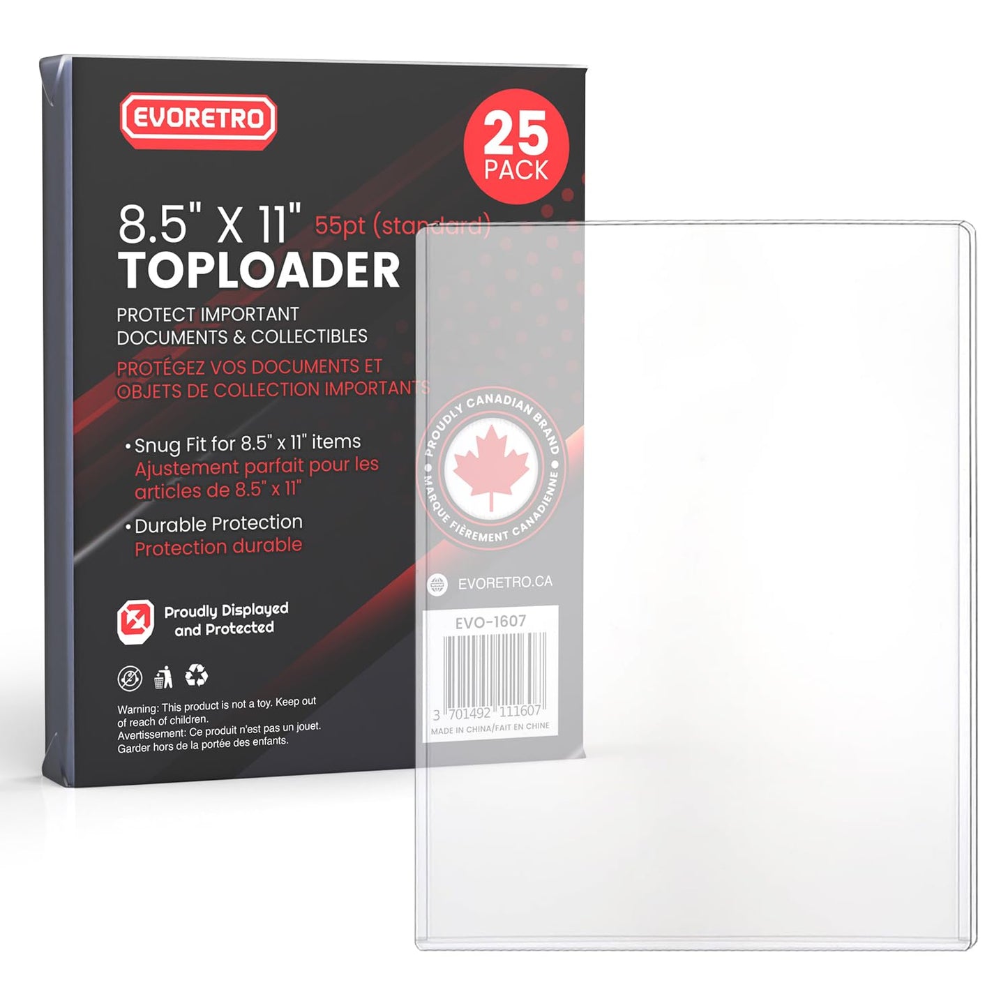 Hard Plastic Sheet Protectors 8.5x11-55pt (25-Pack) – No Hole Heavy Duty Clear Document Sleeves | Birth Certificate Protector, Photo Protector | Acid-Free