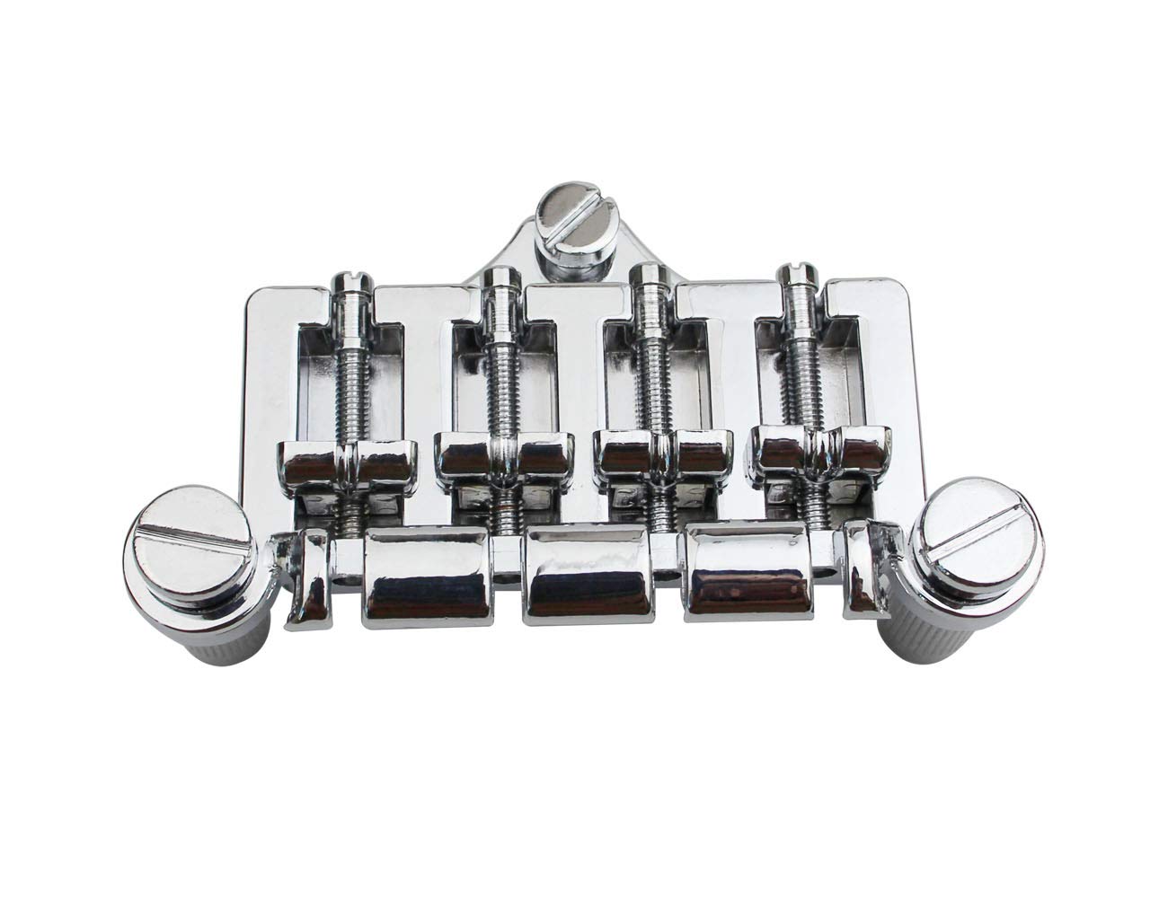 Guyker 3 Point 4 String Bass Bridge Tailpiece – Zinc Alloy Bridges Tailpiece with Saddle Replacement Parts for Gibson EPI Style Bass (BG004)