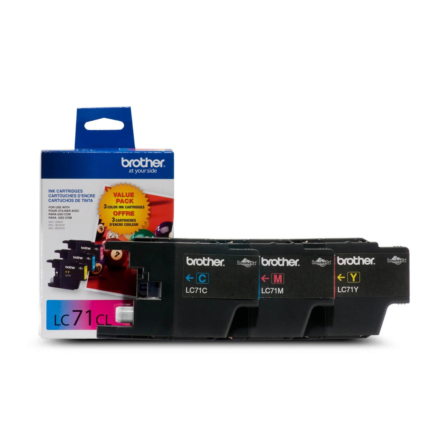 Brother LC713PKS Innobella Standard Yield Ink Cartridge - 3 Pack - 1 Each of LC71C, LC71M, LC71Y - Retail Packaging-Cyan/Yellow/Magenta