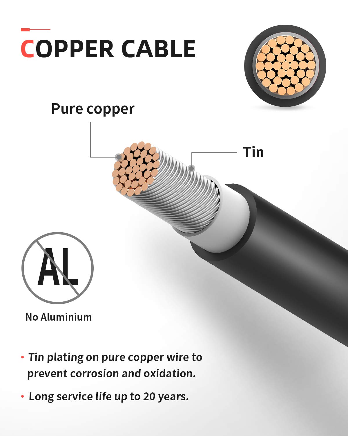 BougeRV 20 FT 10AWG Solar Cable with 2 Pairs of Solar Panel connectors,Solar Panel Cables,Solar Extension Cable,Solar Panel Adaptor Kit Tool (20FT 10AWG)