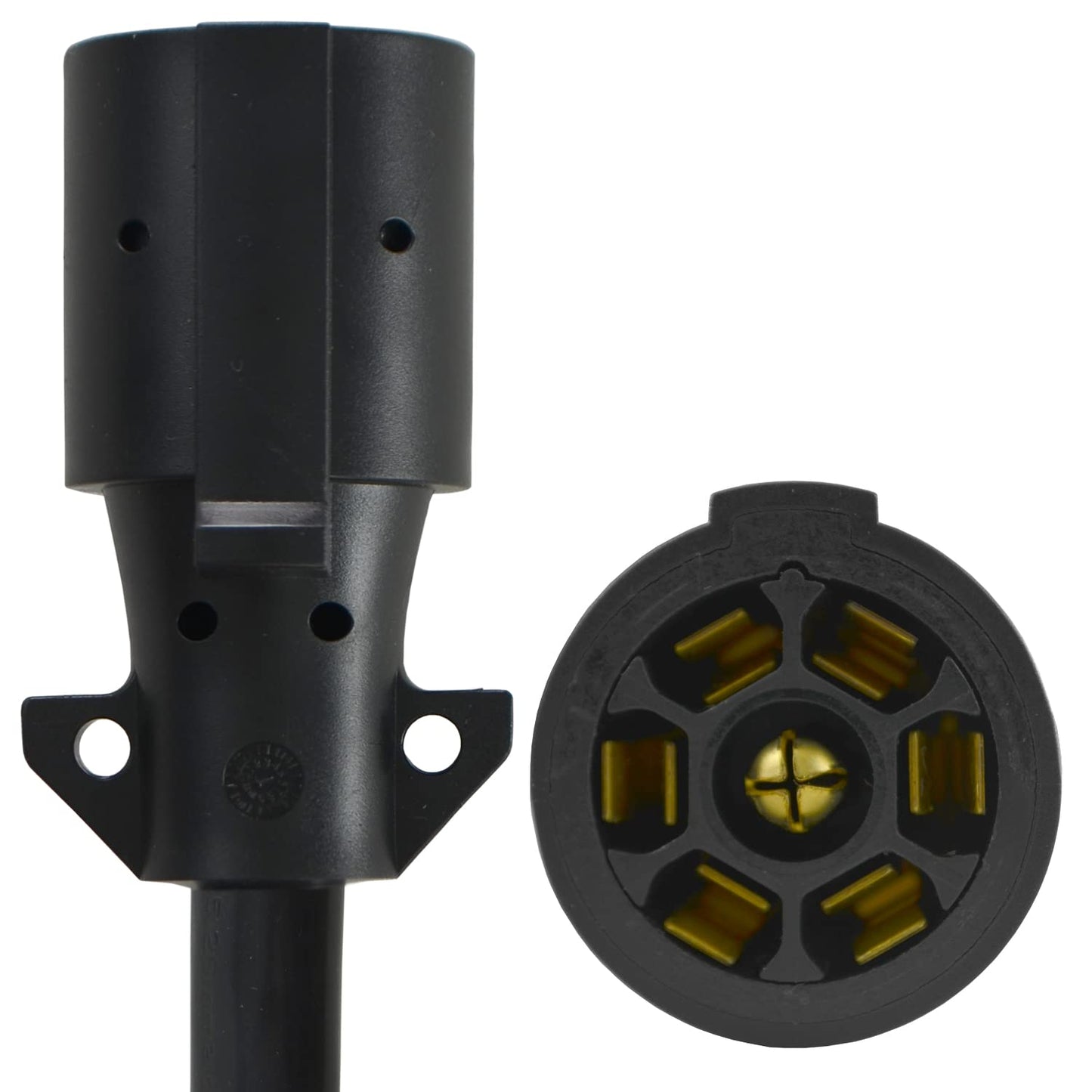 Conntek Double-End 7 Way Plug Inline Trailer Cord, Black, 8-Feet