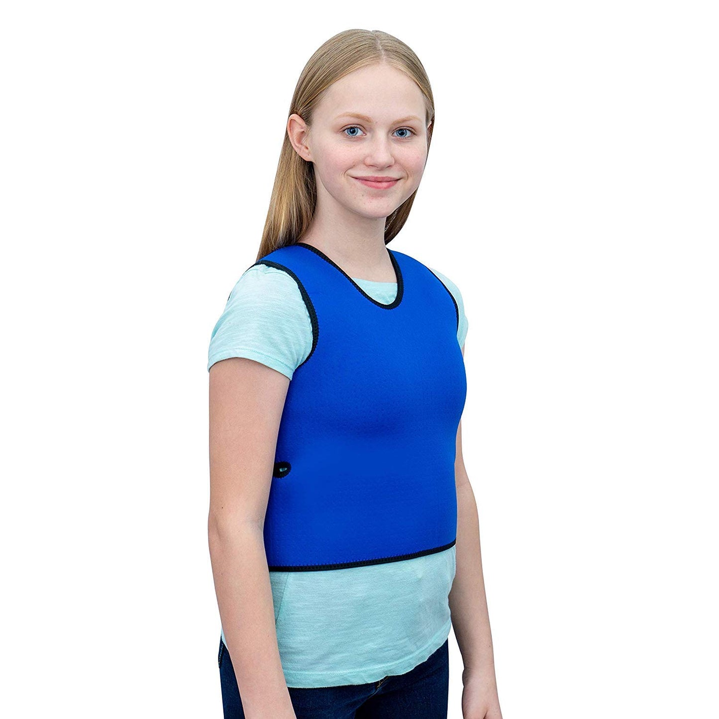TOPARCHERY Sensory Compression Vest Deep Pressure Vest 17” x 30” Soft Breathable Form-Fitting (Medium,Blue)
